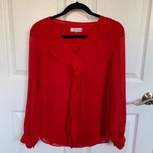 CALVIN KLEIN RED BLOUSE